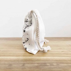 SACCHETTO IN COTONE CON TEXTURE FIORI E FOGLIE