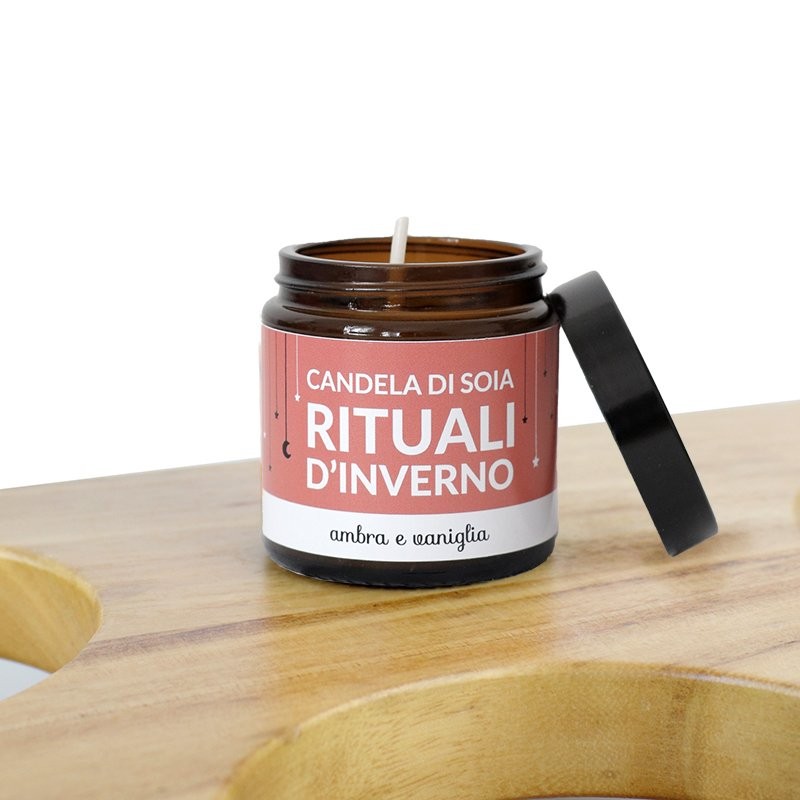 Candela Rituale Artigianale In Cera Di Soia Con Oli Essenziali Di Geranio E Sandalo - 250 Ml, Contenitore In Vetro Con Coperchio, Regalo